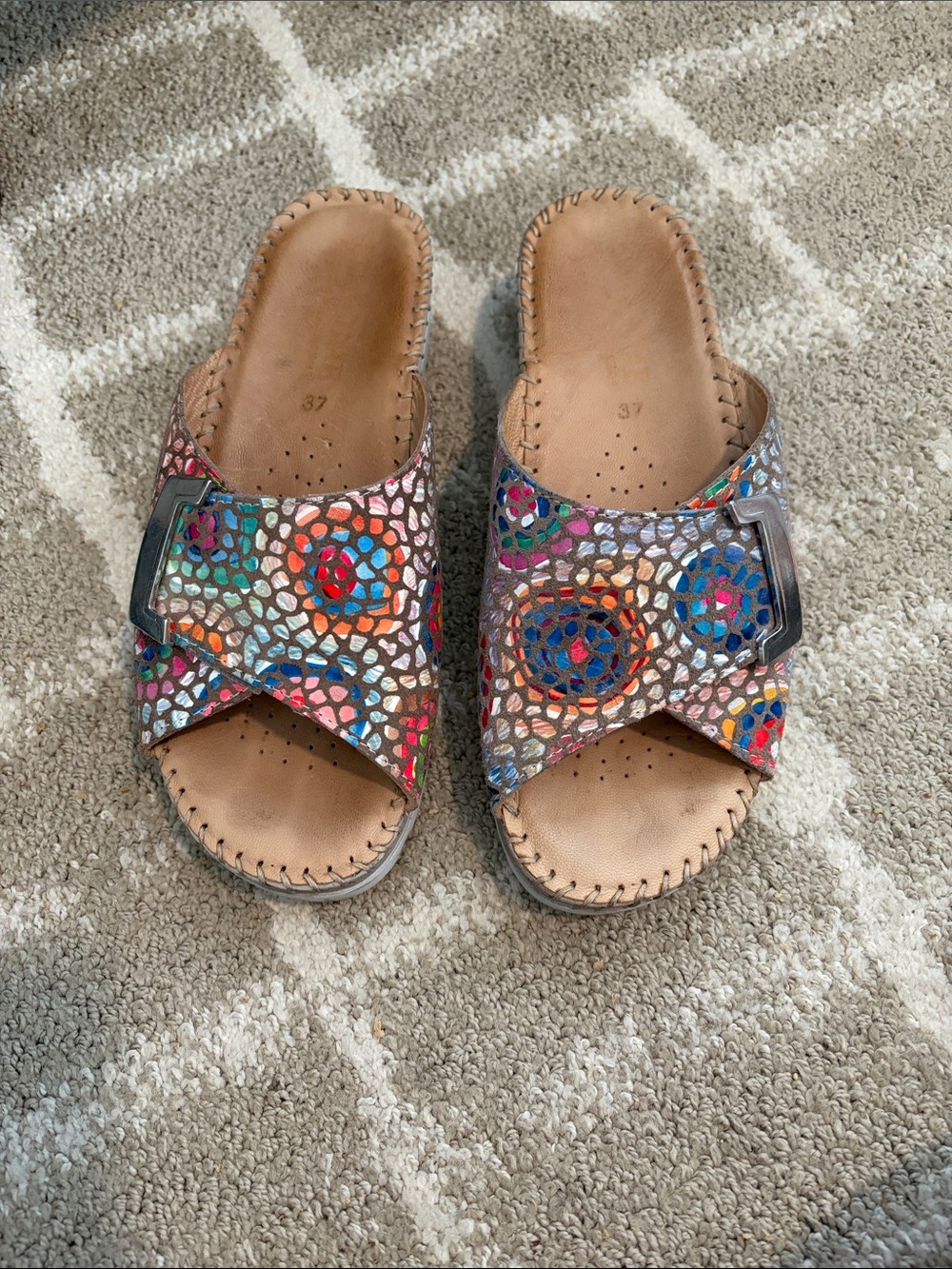 Colorful Leather Slides - Picture 2 of 7